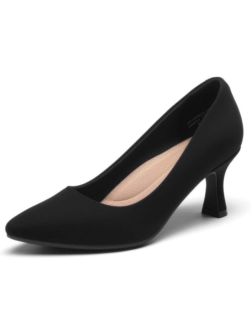 DREAM PAIRS Women's Black Nubuck Kitten Heels Pumps Closed Toe Comfortable Shoes